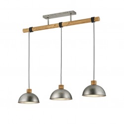 Delhi - Antique Nickel & Wood 3 Light over Island Fitting Delhi - Antique Nickel & Wood 3 Light over Island Fitting