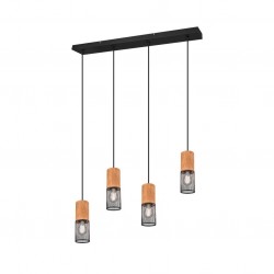Tosh - Black 4 Light over Island Fitting with Wooden Details Tosh - Black 4 Light over Island Fitting with Wooden Details