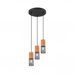 Tosh - Black 3 Light Cluster Pendant with Wooden Details Tosh - Black 3 Light Cluster Pendant with Wooden Details