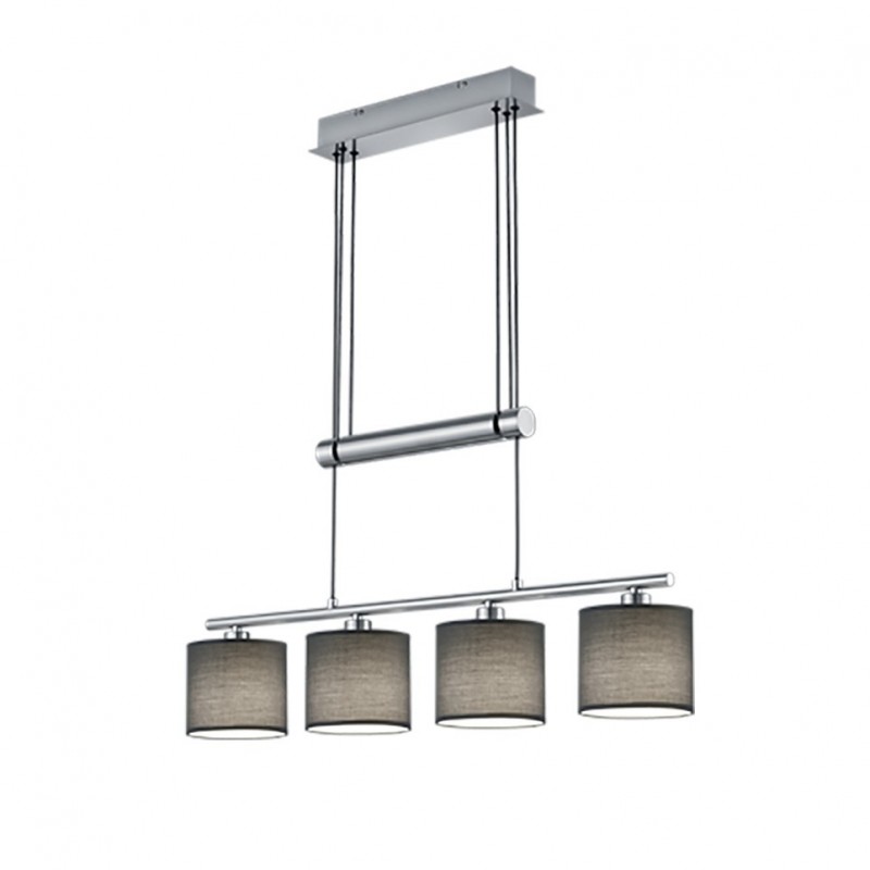 - Garda - Matt Nickel 4 Light over Island Fitting with Grey Shade Trio-305400411 - Garda - Matt Nickel 4 Light over Island Fitting with Grey Shade