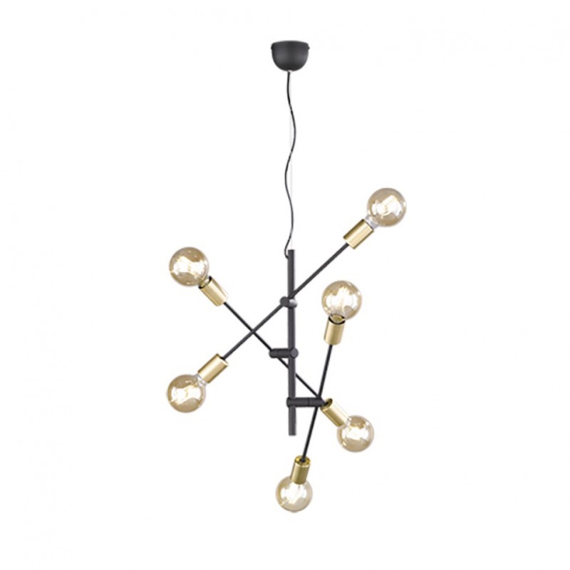 - Cross - Black & Gold 6 Light Centre Fitting Trio-306700632 - Cross - Black & Gold 6 Light Centre Fitting
