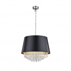 Loreley - Chrome 3 Light Pendant with Black Shade & Crystal Loreley - Chrome 3 Light Pendant with Black Shade & Crystal