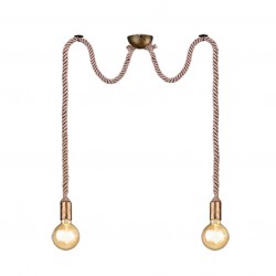 Rope - Rope 2 Light Cluster Pendant with Old Brass Details Rope - Rope 2 Light Cluster Pendant with Old Brass Details