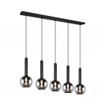 Clayton - Black 5 Light over Island Fitting with Smoked Mirrored Glass Clayton - Black 5 Light over Island Fitting with Smoked Mirrored Glass