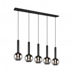 Clayton - Black 5 Light over Island Fitting with Smoked Mirrored Glass Clayton - Black 5 Light over Island Fitting with Smoked Mirrored Glass