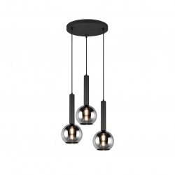 Clayton - Black 3 Light Cluster Pendant with Smoked Mirrored Glass Clayton - Black 3 Light Cluster Pendant with Smoked Mirrored Glass