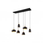 Chiraz - Black 6 Light over Island Fitting with Brass Details Chiraz - Black 6 Light over Island Fitting with Brass Details