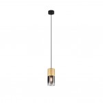 Robin - Matt Black & Brass Pendant with Smoked Glass Robin - Matt Black & Brass Pendant with Smoked Glass