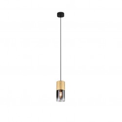 Robin - Matt Black & Brass Pendant with Smoked Glass Robin - Matt Black & Brass Pendant with Smoked Glass