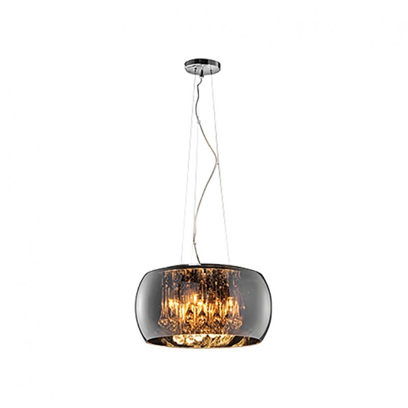 - Vapore - Mirrored Smoked Glass 5 Light Pendant with Clear Glass Drops Trio-311210506 - Vapore - Mirrored Smoked Glass 5 Light Pendant with Clear Glass Drops