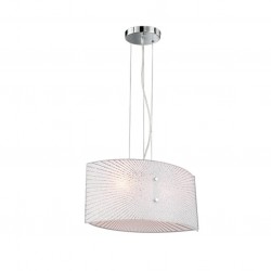 Elisa - Chrome 2 Light Pendant with White Glass with Clear Decor Elisa - Chrome 2 Light Pendant with White Glass with Clear Decor