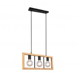 Agra - Black 3 Light over Island Fitting with Wooden Details Agra - Black 3 Light over Island Fitting with Wooden Details