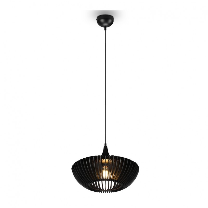 Trio-315900132 - Colino - Black Pendant with Black Wooden Slats