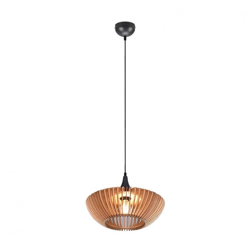 Trio-315900142 - Colino - Anthracite Pendant with Natural Wooden Slats