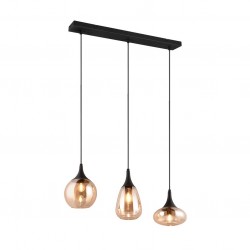Lumina - Matt Black 3 Light over Island Fitting with Amber Glass Lumina - Matt Black 3 Light over Island Fitting with Amber Glass