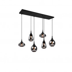 Lumina - Matt Black 6 Light over Island Fitting with Mirrored Smoked Glass Lumina - Matt Black 6 Light over Island Fitting with Mirrored Smoked Glass
