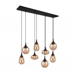 Lumina - Matt Black 8 Light over Island Fitting with Amber Glass Lumina - Matt Black 8 Light over Island Fitting with Amber Glass