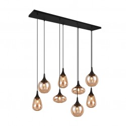 Lumina - Matt Black 8 Light over Island Fitting with Amber Glass Lumina - Matt Black 8 Light over Island Fitting with Amber Glass