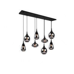 Lumina - Matt Black 8 Light over Island Fitting with Mirrored Smoked Glass Lumina - Matt Black 8 Light over Island Fitting with Mirrored Smoked Glass