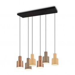 Agudo - Black 6 Light over Island Fitting with Multicolour Shades Agudo - Black 6 Light over Island Fitting with Multicolour Shades