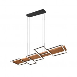 Harper - Black LED over Island Fitting with Wooden Detail Harper - Black LED over Island Fitting with Wooden Detail