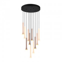 Fiato - Matt Black 11 Light CCT Cluster Pendant with Multicolour Shades Fiato - Matt Black 11 Light CCT Cluster Pendant with Multicolour Shades