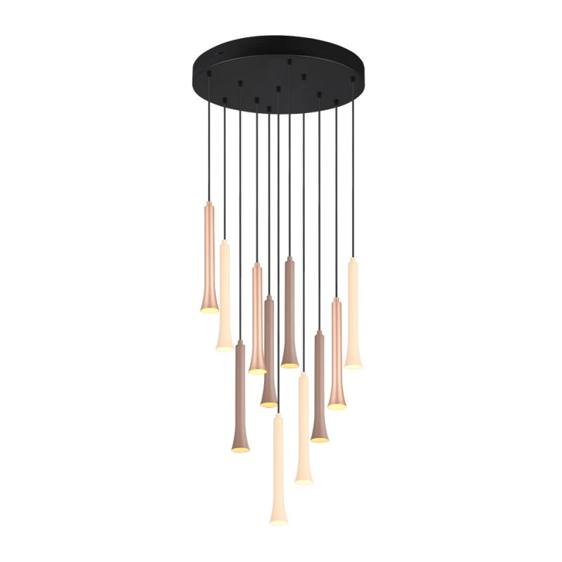 Trio-352091117 - Fiato - Matt Black 11 Light CCT Cluster Pendant with Multicolour Shades