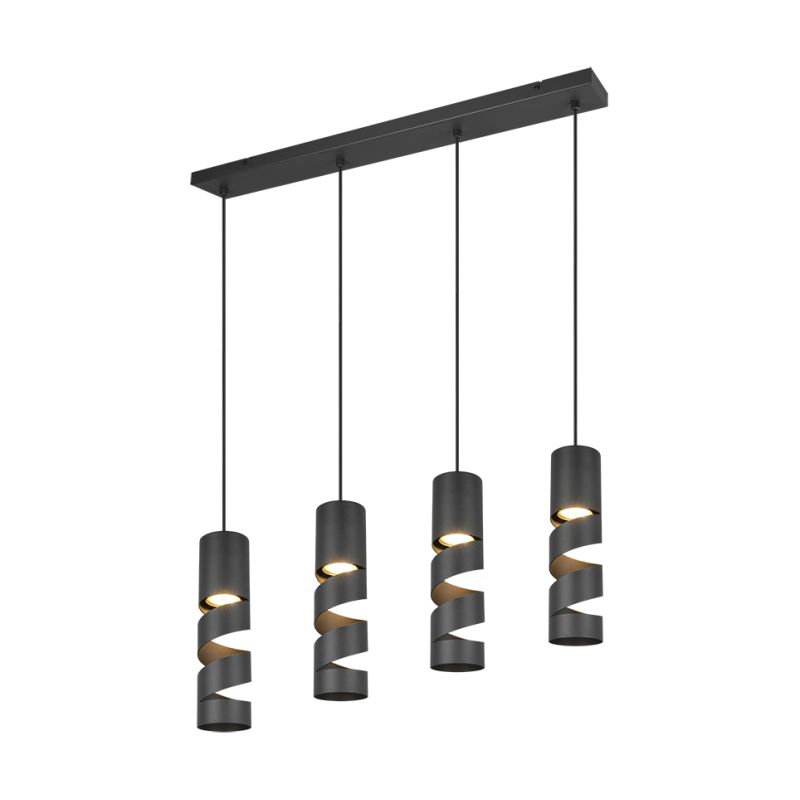 - Stream - Matt Black 4 Light over Island Fitting Trio-364000432 - Stream - Matt Black 4 Light over Island Fitting