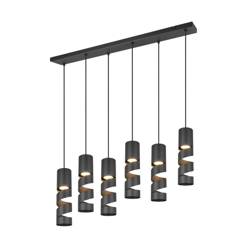 - Stream - Matt Black 6 Light over Island Fitting Trio-364000632 - Stream - Matt Black 6 Light over Island Fitting