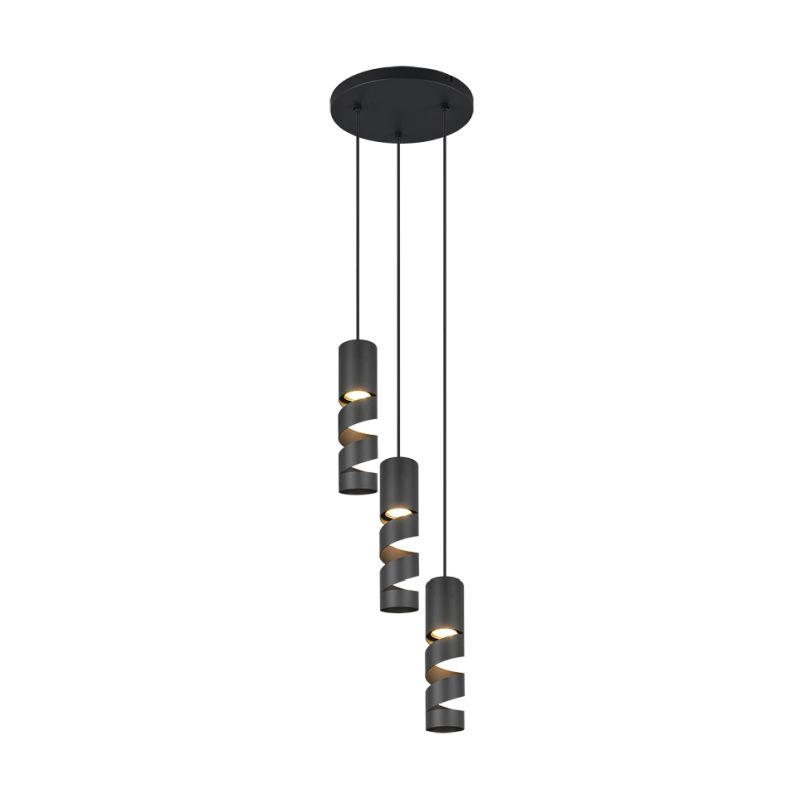 - Stream - Matt Black 3 Light Cluster Pendant Trio-364030332 - Stream - Matt Black 3 Light Cluster Pendant