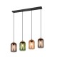 - Cork - Black 4 Light over Island Fitting with Multicolour Glass & Cork Trio-364600417 - Cork - Black 4 Light over Island Fitting with Multicolour Glass & Cork