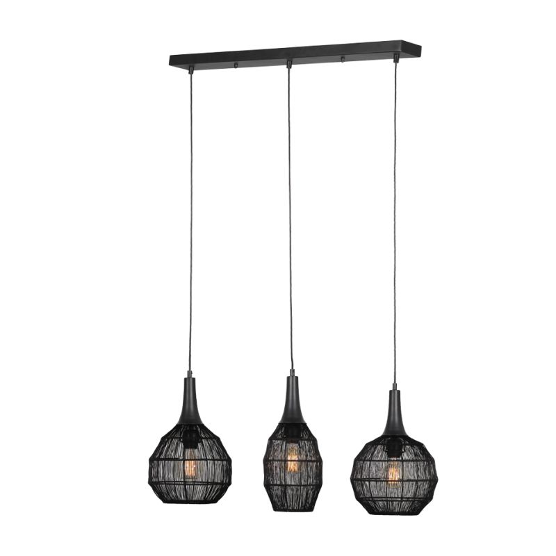 - Soraya - Matt Black 3 Light Mesh over Island Fitting Trio-365400332 - Soraya - Matt Black 3 Light Mesh over Island Fitting