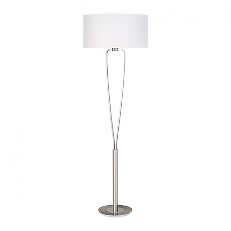 - Paris II - Matt Nickel Floor Lamp with White Shade Trio-400200107 - Paris II - Matt Nickel Floor Lamp with White Shade