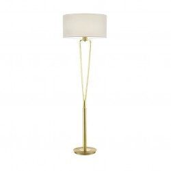 Paris II - Matt Brass Floor Lamp with White Shade Paris II - Matt Brass Floor Lamp with White Shade