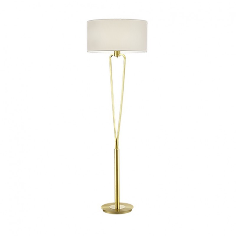 - Paris II - Matt Brass Floor Lamp with White Shade Trio-400200108 - Paris II - Matt Brass Floor Lamp with White Shade