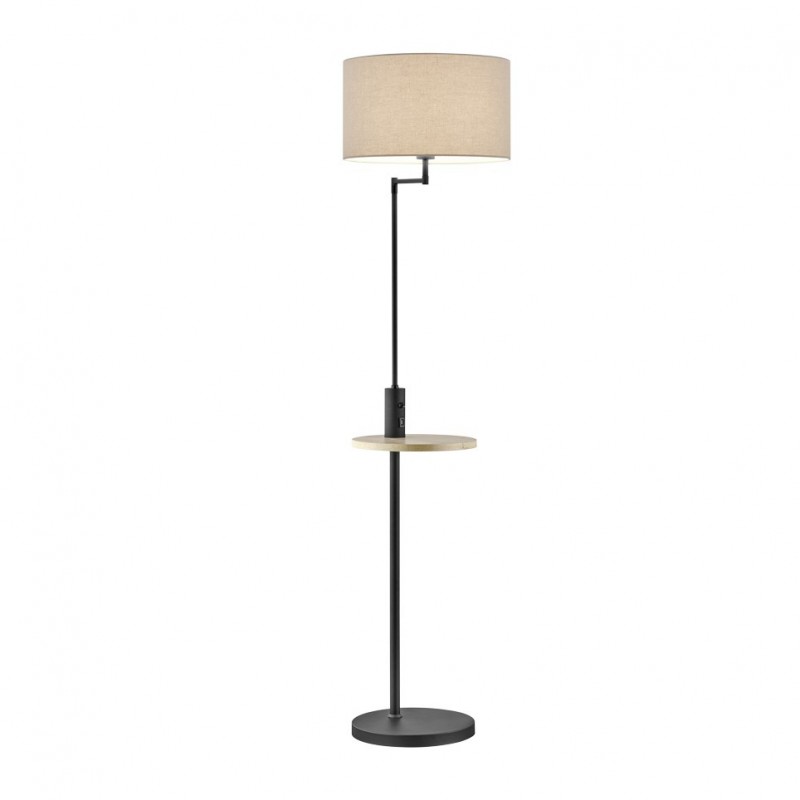 - Claas - Matt Black USB Floor Lamp with Grey Shade Trio-400400132 - Claas - Matt Black USB Floor Lamp with Grey Shade