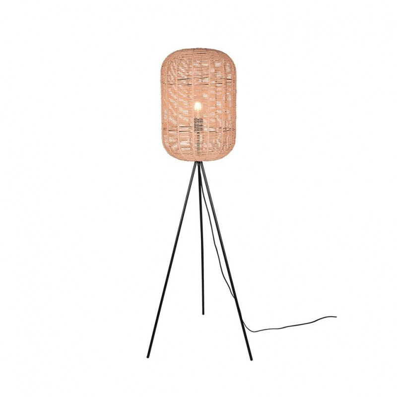 Trio-403000132 - Runa - Black Tripod Floor Lamp with Brown Rope