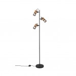 Tosh - Black 3 Light Floor Lamp with Wooden Details Tosh - Black 3 Light Floor Lamp with Wooden Details