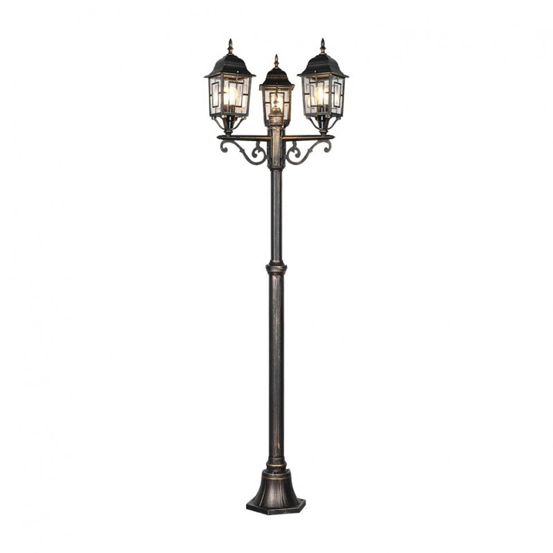 - Volturno - Black & Gold 3 light Post with Clear Diffuser Trio-405960328 - Volturno - Black & Gold 3 light Post with Clear Diffuser
