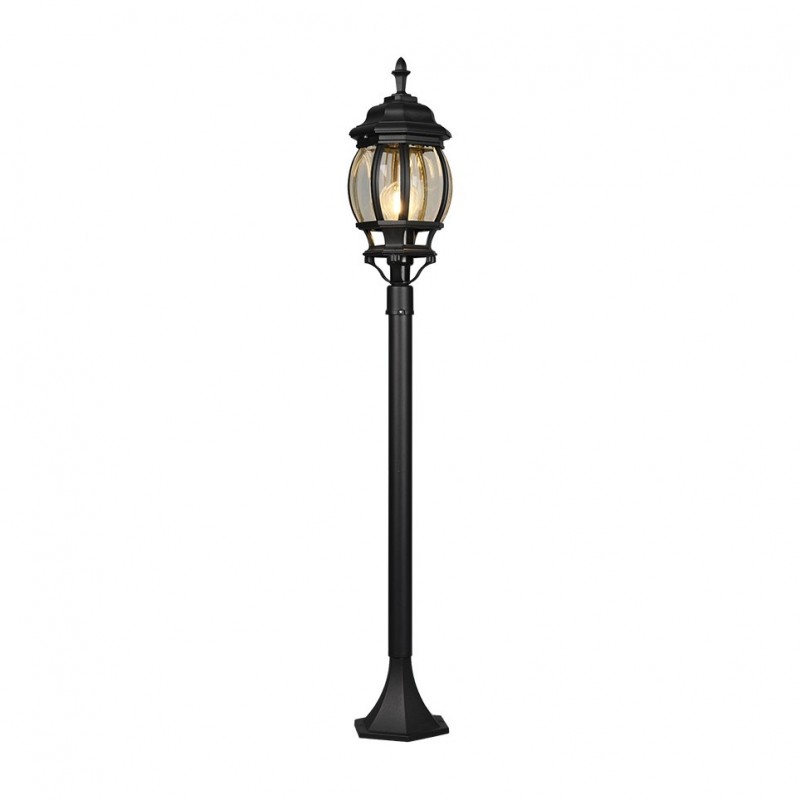 - Elvo - Traditional Black Post with Clear Glass Trio-406960132 - Elvo - Traditional Black Post with Clear Glass