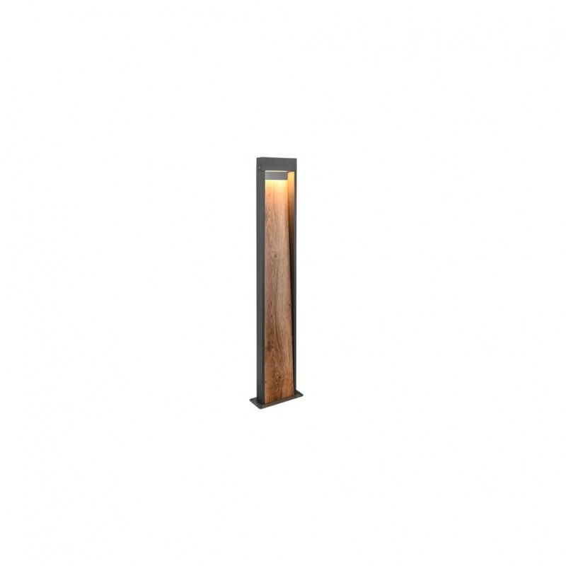 - Salmon - Anthracite LED Bollard with Wood Imitation Trio-446960135 - Salmon - Anthracite LED Bollard with Wood Imitation