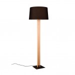 Rahul - Wooden & Black Floor Lamp with Black Shade