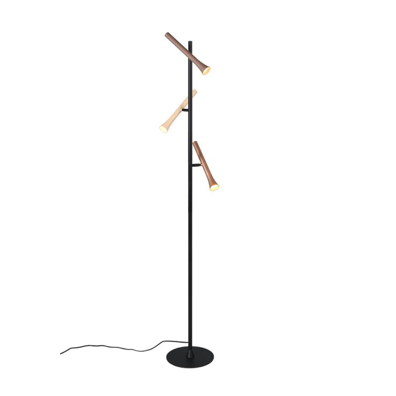 Trio-452010317 - Fiato - Matt Black 3 Light CCT Floor Lamp with Multicolour Shades