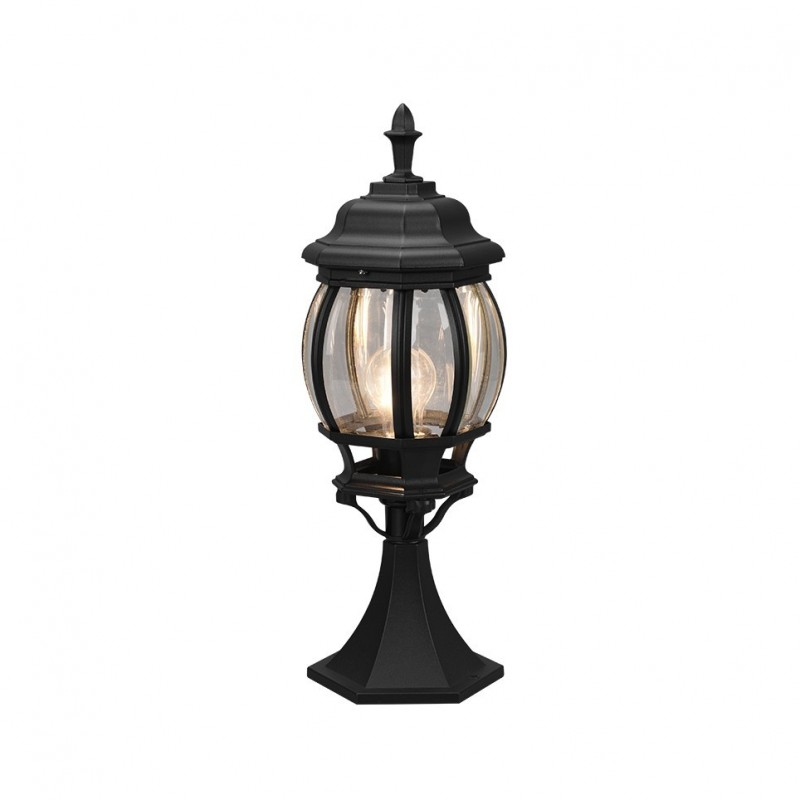 - Elvo - Traditional Black Pedestal with Clear Glass Trio-506960132 - Elvo - Traditional Black Pedestal with Clear Glass
