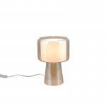 Rocka - Amber Glass Table Lamp with White Fabric Shade