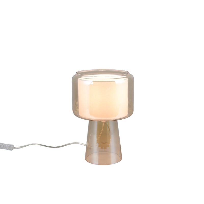 - Rocka - Amber Glass Table Lamp with White Fabric Shade Trio-519900113 - Rocka - Amber Glass Table Lamp with White Fabric Shade