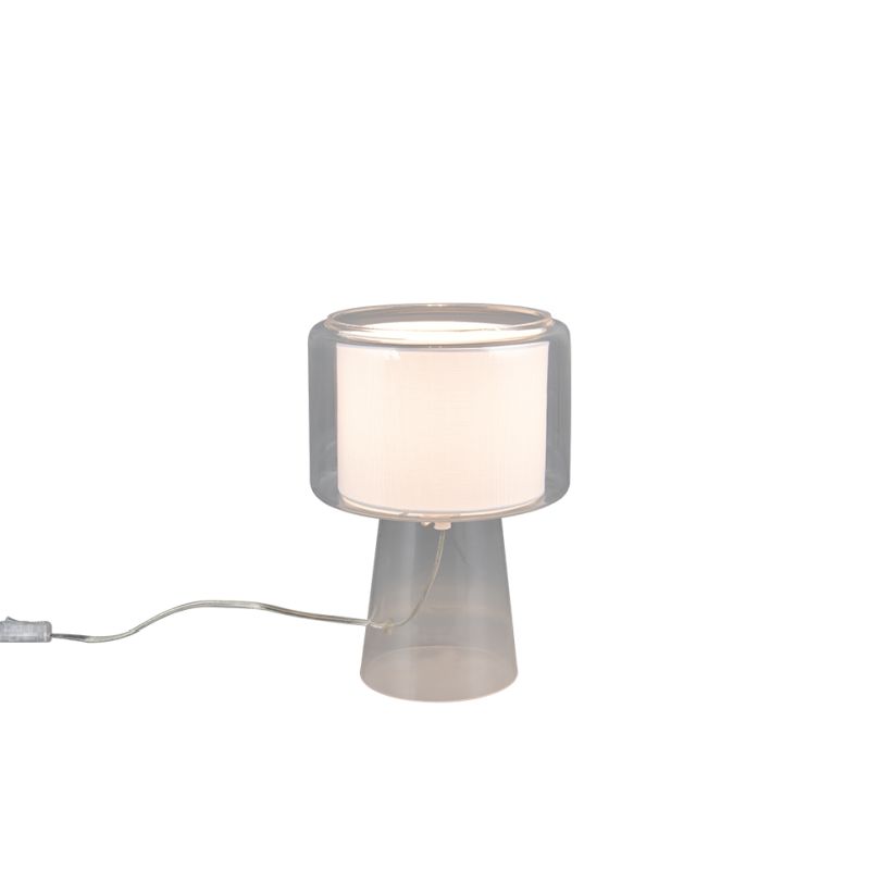- Rocka - Transparent Glass Table Lamp with White Fabric Shade Trio-519900152 - Rocka - Transparent Glass Table Lamp with White Fabric Shade