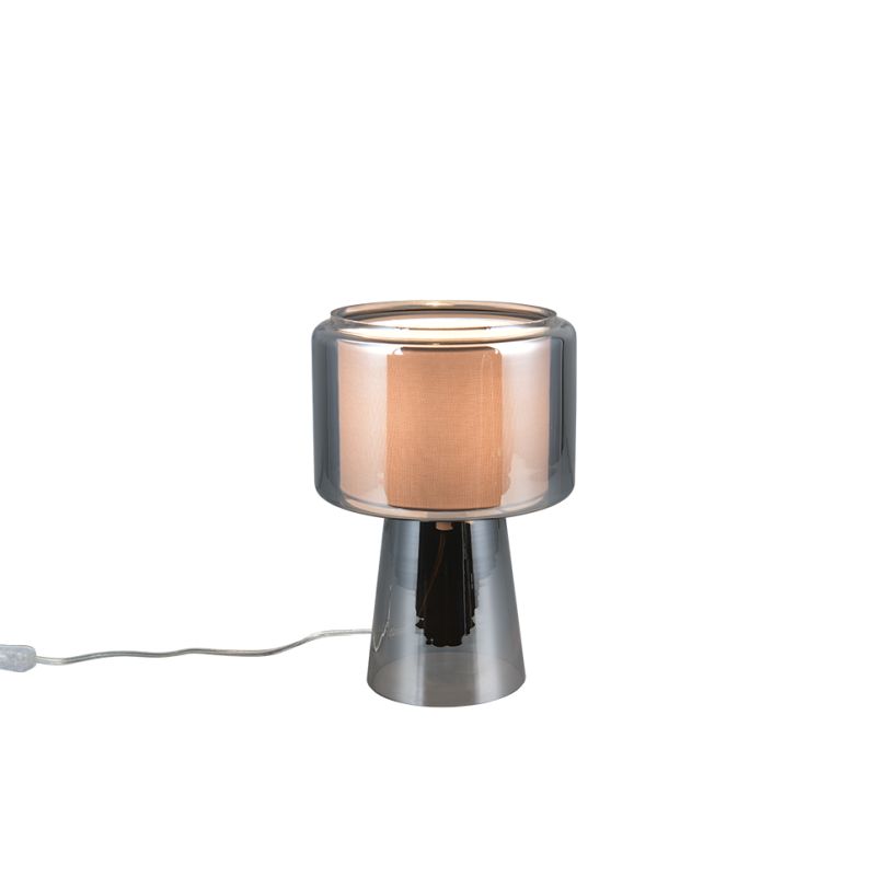 - Rocka - Chrome Glass Table Lamp with White Fabric Shade Trio-519900157 - Rocka - Chrome Glass Table Lamp with White Fabric Shade
