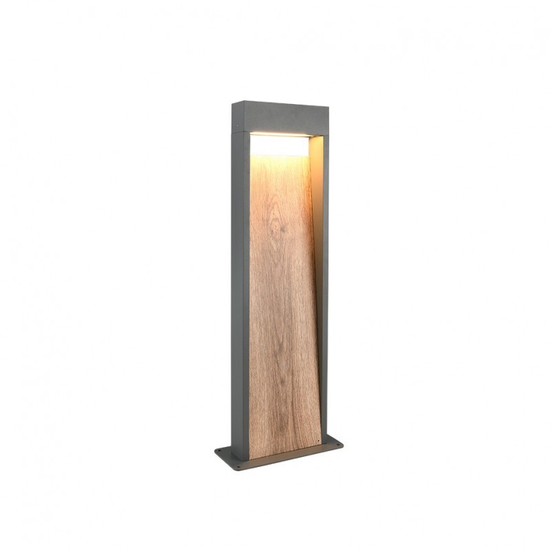 - Salmon - Anthracite LED Bollard with Wood Imitation Trio-546960135 - Salmon - Anthracite LED Bollard with Wood Imitation