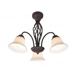 Rustica - Rustic 3 Light Semi Flush with White Glass